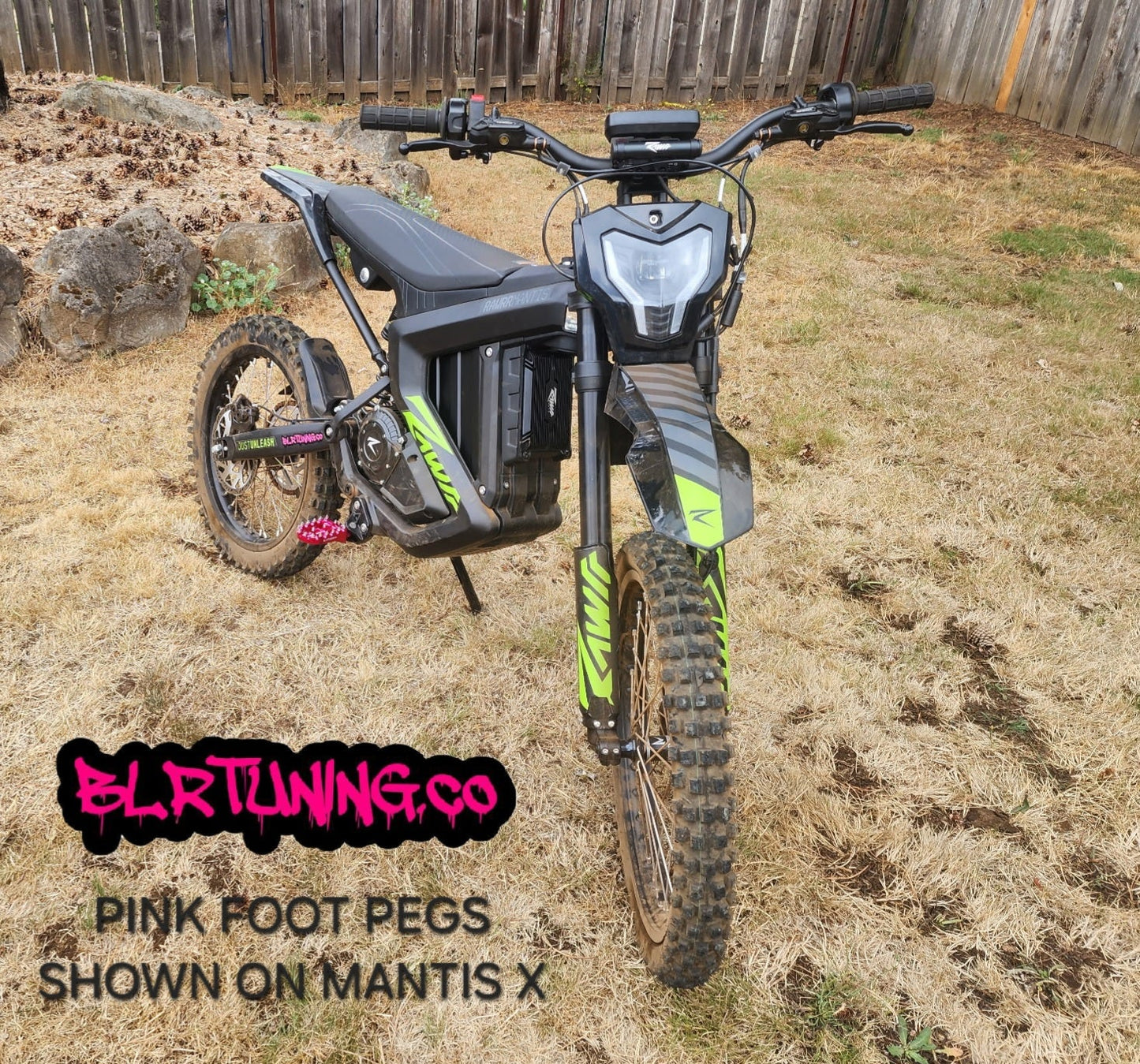 FOOT PEGS FOR RAWRR MANTIS X AND MANTIS X PRO BILLET ALUMINUM WITH STAINLESS STEEL TEETH BY BLR TUNING