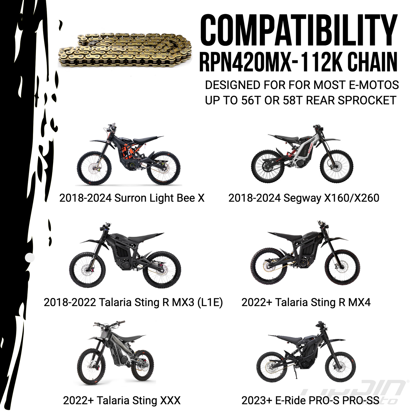 RPN420MX Premium Gold MX O-Ring Chain for Sur-Ron LBX, Talaria, Rawrr & E-Ride PRO SS